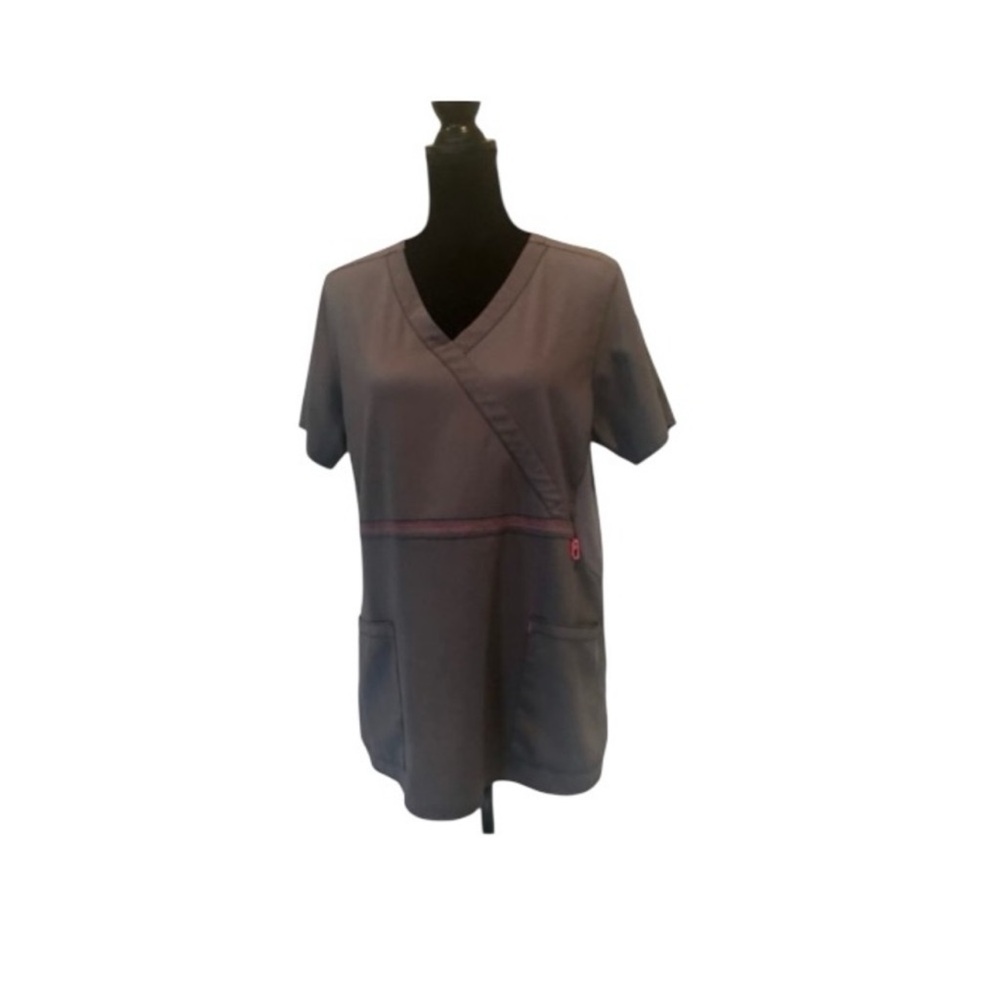 Carhartt shortsleeved grey v neck medical utility nurse uniform scrub top large